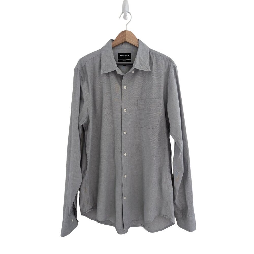 Bonobos Stretch Slim Fit Long Grey Button Down Shirt Size L